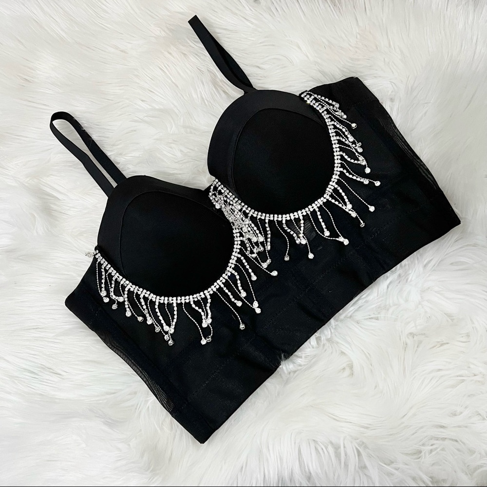 NWOT Sz M Crystal bustier crop top.